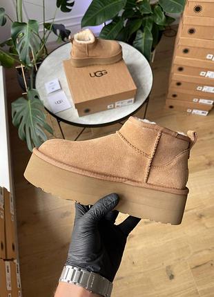 Женские угги ugg ultra mini platform chestnut 9