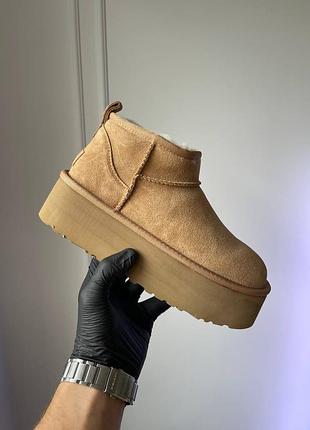 Женские угги ugg ultra mini platform chestnut 10