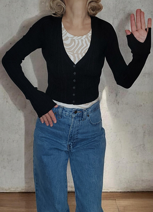 Укороченный кардиган в рубчик allsaints, лапша, резинка, y2k