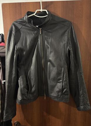 Чоловіча шкіряна куртка dirk bikkembergs cafe racer, чорна, розмір 50 (l)
