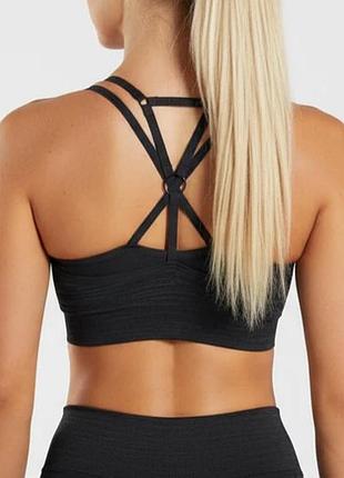 Спортивний топ gymshark xs, чорний меланж