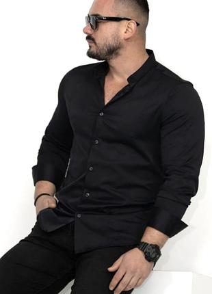 Чорна чоловіча  приталена сорочка boss (hugo boss), модель phillo slim fit, розмір 42 (xl)