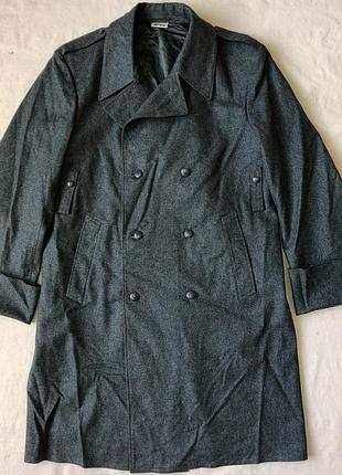 Шинель пальто армейское винтаж swiss army wool overcoat (л/мин)