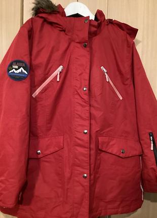Жіноча зимова парка alaska tour outdoor wear, червона, розмір 50–52  стильна подовжена утеплена парка насиченого червоного кольор