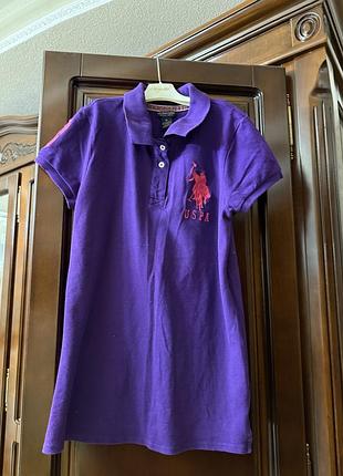 Футболка-поло жіноча u.s. polo assn. фіолетова з логотипом
