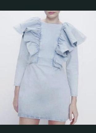 Коротке джинсове плаття zara блакитне