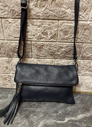 Женская кожаная сумка кросс-боди genuine leather, made in italy.