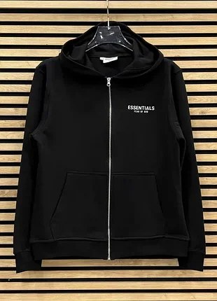 Худі унісекс fear of god essentials чорне на блискавці