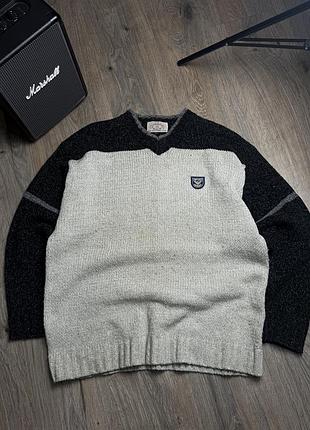 Вінтажний светр armani jeans / l / чорний та бежевий
