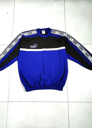 Вінтажний світшот puma з лампасами ретро кофта колорблок puma vintage 90s y2k оверсайз олімпійка джемпер пуловер