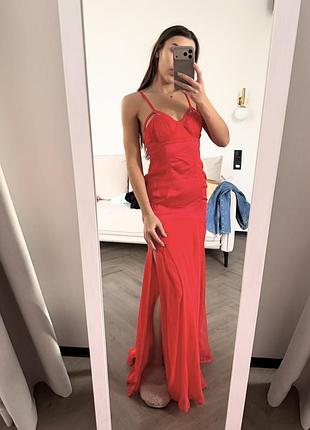 Вечірня сукня asos максі червона з розрізом