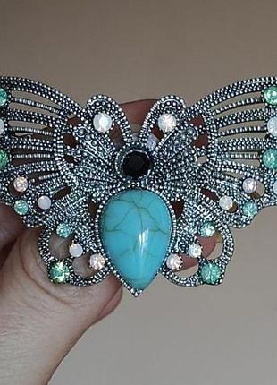 Красивая брошь бабочка 🦋, бирюза
