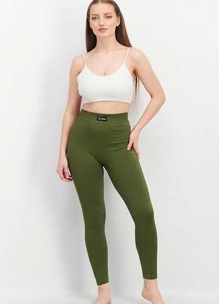 Женские высокие бесшовные фактурные леггинсы asos design tall, оливковые.