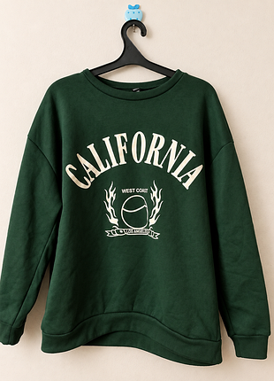 Світшот shein темно-зелений з принтом california