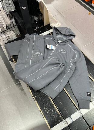Спортивний костюм nike сірий з худі на блискавці
