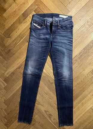 Класичні джинси diesel getlegg w25 slim-skinny low waist (темно-сині), низька посадка
