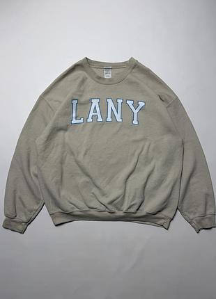 Свитшот lany gildan heavy blend бежево-серый с принтом группы размер xl