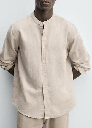 Чоловіча бавовняна сорочка zara man (розмір m), комір-стійка