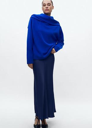 Спідниця синя сатинова zara, розмір м