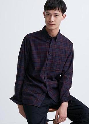 Фланелева картата сорочка з довгими рукавами uniqlo