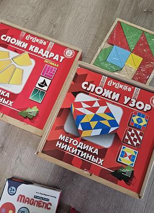 Розвиваючий набір дудков склади квадрат та склади візерунок за методикою нікітіних, дерев'яний конструктор