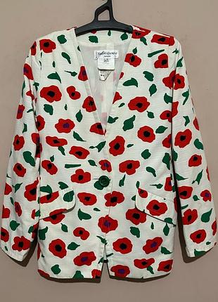 Архівний вінтажний жакет yves saint laurent variation 1994 (з маками)
