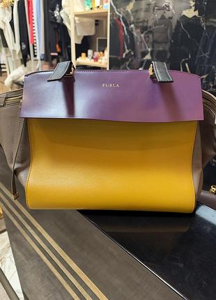 Жіноча сумка furla шкіряна жовто-фіолетова