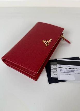 Жіночий гаманець prada saffiano metal червоний шкіряний