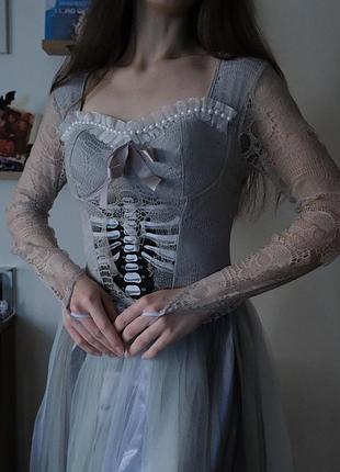 Платье по мотивам мультфильма труп невесты corpse bride тимое берлина платье для хелловина фотосессий карнампльное