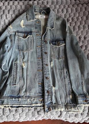 Джинсова куртка zara оверсайз блакитна