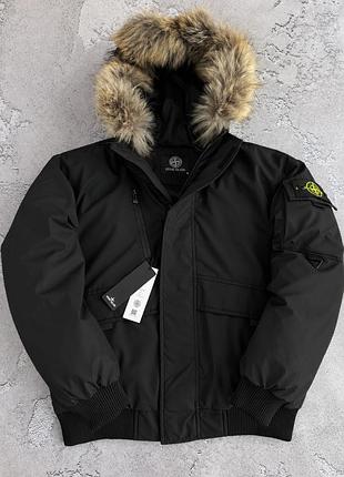 Stone island куртка бомбер зимняя черная s-xxl