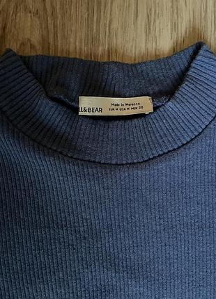 Жіночий кроп-топ pull&bear синій в рубчик 2