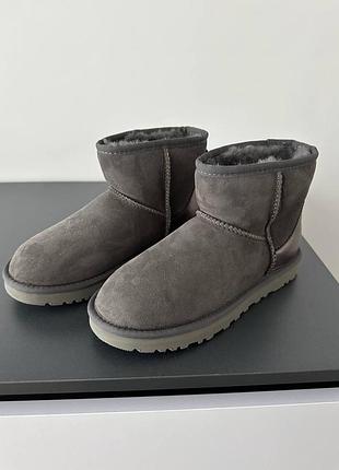 Женские угги ugg mini graphite grey lacquer premium зима 6