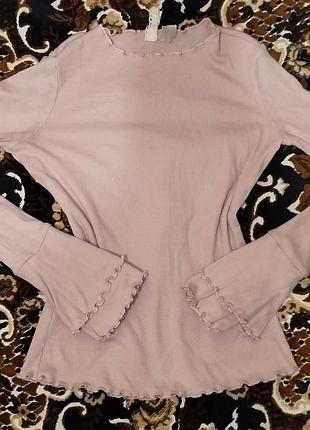 Рожевий лонгслів h&m divided xs з розкльошеними рукавами