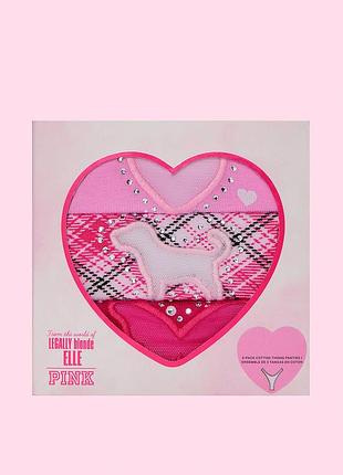 Трусики жіночі victoria's secret pink стрінги набір 3 шт бавовна