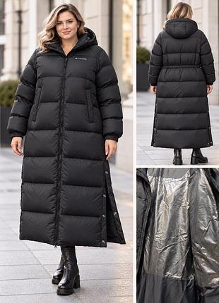 Пуховик жіночий columbia зимовий довгий чорний xl
