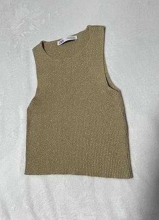 Базовий топ майка zara металік з віскози блискучий