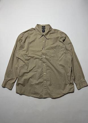 Вінтажна чоловіча сорочка gap бежева хакі relaxed fit xl y2k 2000s