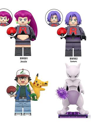 Набор фигурок покемон (pokémon), 4 шт., совместимые с lego