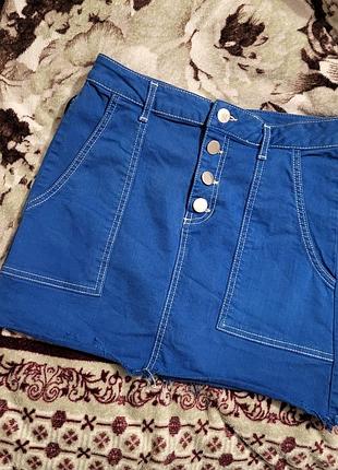 Юбка женская девушка bershka s 36 26 4 джинс коттон коттон джинсовая рваная синяя голубая