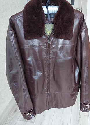 Мужская кожаная куртка пилот авиатор eddy's jackets (l-xl) натуральная кожа