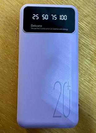 Портативний акумулятор power bank 20000 ма*год бузковий з екраном