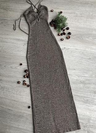 Трикотажне жіноче плаття fano halterneck dress (в кольорі brown/brown melange) від шведського бренду adoore