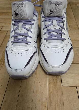 Кросівки reebok classic білі з фіолетовим(шкіряні)