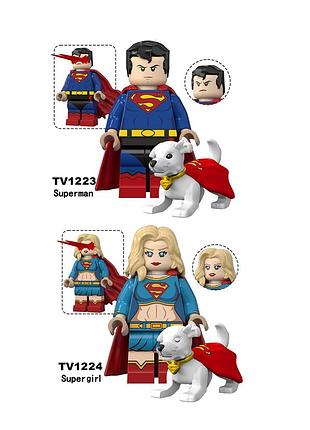 Набір фігурок супермен і суперґьорл (superman, supergirl), сумісні з lego