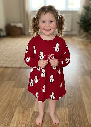 Новогоднее теплое платье для девочки 5-6 лет