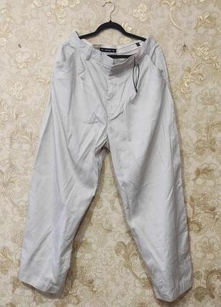 Брюки бежевые barrel leg с высокой посадкой bershka