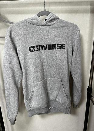 Худі жіноче converse сіре з капюшоном та написом