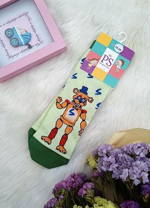 Носки детские легкие высокие зеленые робот premier socks 2