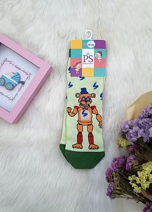 Носки детские легкие высокие зеленые робот premier socks
